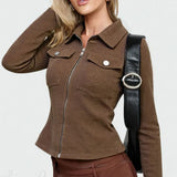 Giacca utility vintage marrone scuro slim-fit Y2K