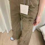 Pantaloni cargo a gamba larga in denim vintage