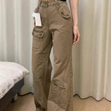 Pantaloni cargo a gamba larga in denim vintage