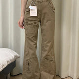 Pantaloni cargo a gamba larga in denim vintage