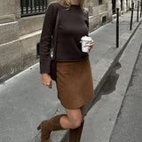 Minigonna vintage a vita alta in finta pelle scamosciata