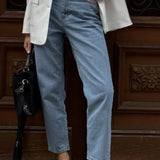 Jeans vintage a vita alta e gamba dritta