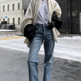 Jeans vintage a vita alta e gamba dritta