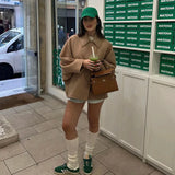 Soprabito vintage in lana con revers color cachi