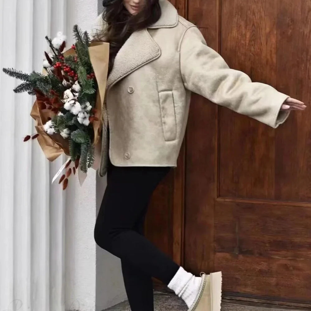 Cappotto caldo ed elegante in pile reversibile vintage