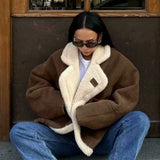 Cappotto caldo e largo in sherpa vintage