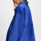 Giacca monopetto in pelle scamosciata semplice vintage