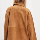 Giacca monopetto in pelle scamosciata semplice vintage