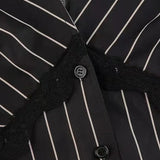 Camicetta vintage a contrasto in pizzo a righe