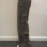 Pantaloni cargo in denim multitasche lavati