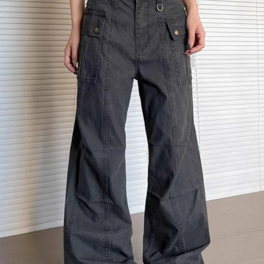 Pantaloni cargo svasati multitasche lavati