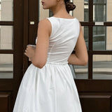 Mini abito a trapezio in cotone bianco