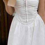 Mini abito a trapezio in cotone bianco