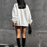 Cappotto caldo da viaggio con colletto in pile bianco