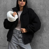 Cappotto caldo da viaggio con colletto in pile bianco