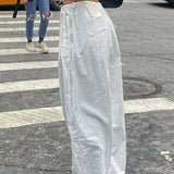 Pantaloni cargo multitasche in tessuto a gamba larga