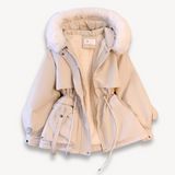Giacca parka da donna – Idrorepellente – Cappuccio staccabile – Vita regolabile – Fodera in pelliccia