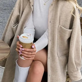 Cappotto corto casual con colletto in misto lana