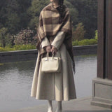 Cappotto con gonna di lusso in misto lana