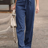 Pantaloni da donna a gamba dritta – Vestibilità rilassata – Vita elasticizzata – Tessuto traspirante – Tasche laterali