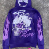 Felpa con cappuccio e zip stile cartone animato hip-hop Y2K Dark