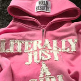 Felpa con cappuccio e zip larga con stampa 3D di lettere hip-hop Y2K