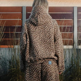 Felpa con cappuccio hip-hop con stampa leopardata Y2K