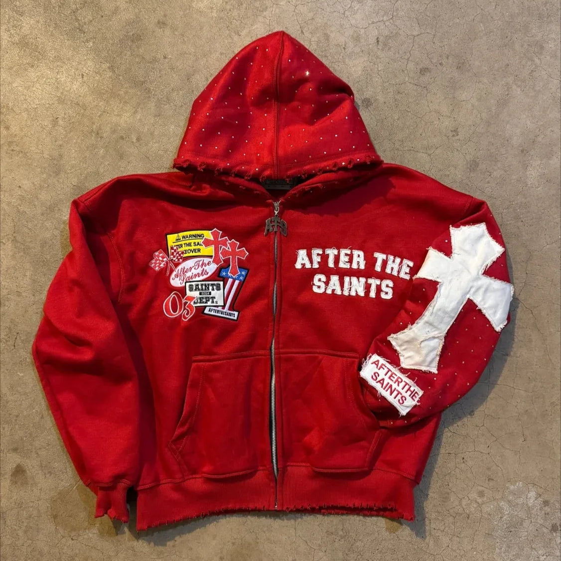 Felpa con cappuccio casual da strada con stampa di lettere Y2K