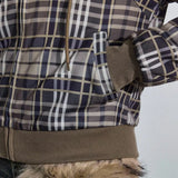 Felpa con cappuccio in pile Sherpa a quadri Y2K