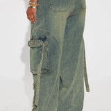 Pantaloni cargo in denim hip-hop Y2K Street