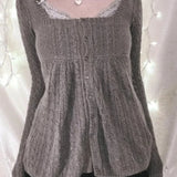 Blusa Y2K con bottoni e scollo quadrato dolce