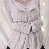 Blusa Y2K con bottoni e scollo quadrato dolce