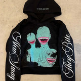 Felpa con cappuccio con personaggio stravagante Y2K